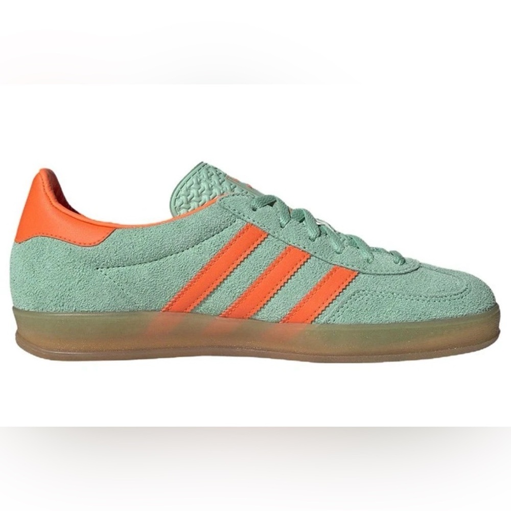 adidas Originals Mint Green Suede Sneakers with Orange Accents - Picture 4 of 11